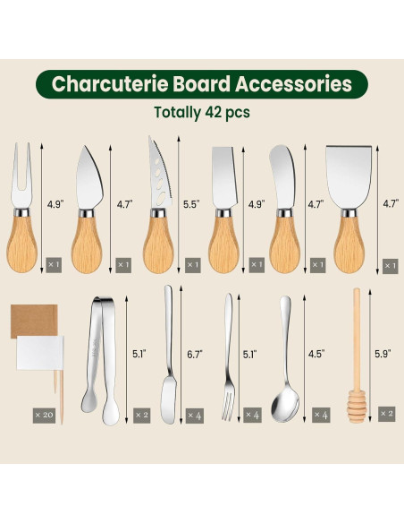 Juego de Accesorios para Charcutería Jutieuo 42 Piezas con Cuchillos