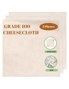 3 Paños de Queso Reutilizables Xohairp Grado 100 50x50cm