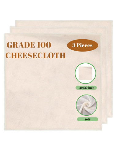3 Paños de Queso Reutilizables Xohairp Grado 100 50x50cm