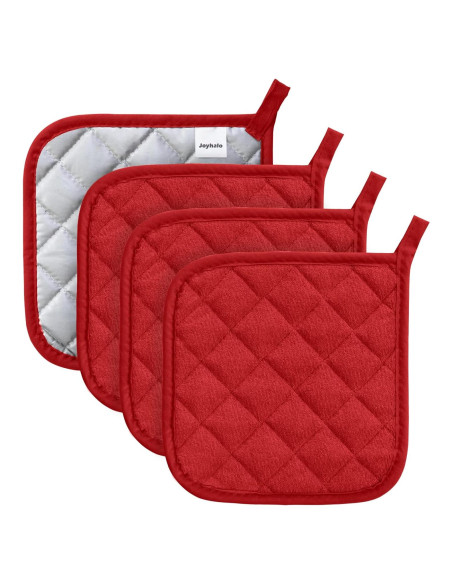 Agarraderas Resistentes al Calor Joyhalo - 4 Piezas Rojas