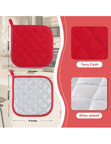 Agarraderas Resistentes al Calor Joyhalo - 4 Piezas Rojas