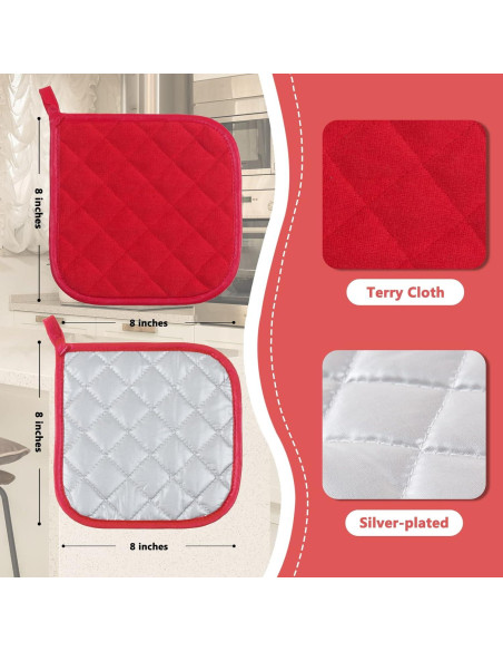 Agarraderas Resistentes al Calor Joyhalo - 4 Piezas Rojas