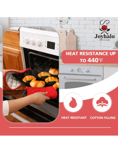 Agarraderas Resistentes al Calor Joyhalo - 4 Piezas Rojas