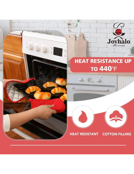 Agarraderas Resistentes al Calor Joyhalo - 4 Piezas Rojas