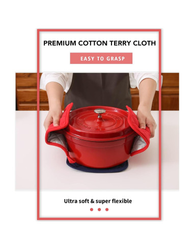 Agarraderas Resistentes al Calor Joyhalo - 4 Piezas Rojas