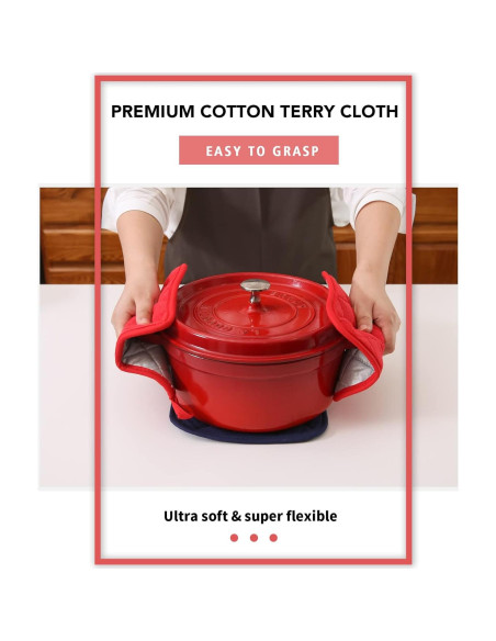 Agarraderas Resistentes al Calor Joyhalo - 4 Piezas Rojas