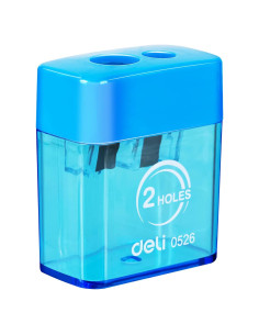 Afilador de lápiz manual Deli E0526 doble orificio con tapa