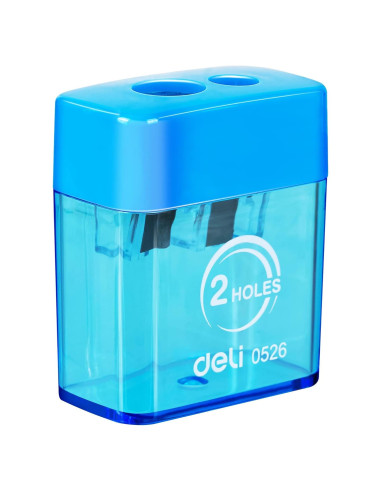 Afilador de lápiz manual Deli E0526 doble orificio con tapa