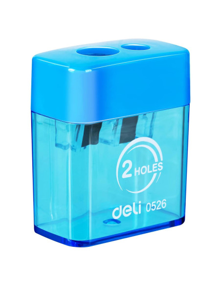 Afilador de lápiz manual Deli E0526 doble orificio con tapa