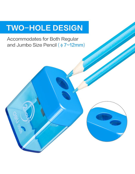 Afilador de lápiz manual Deli E0526 doble orificio con tapa