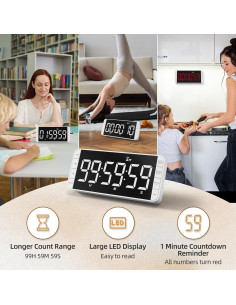 Temporizador de cocina MeesMeek 7.8" LED recargable blanco 2