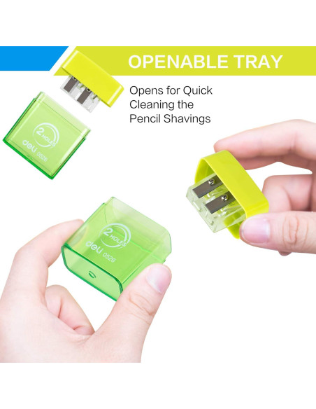 Afilador de lápiz manual Deli E0526 doble orificio con tapa