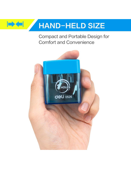 Afilador de lápiz manual Deli E0526 doble orificio con tapa