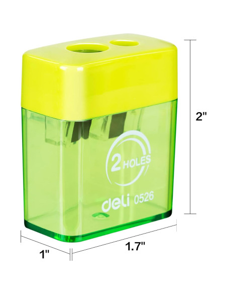Afilador de lápiz manual Deli E0526 doble orificio con tapa