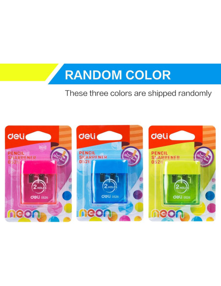 Afilador de lápiz manual Deli E0526 doble orificio con tapa