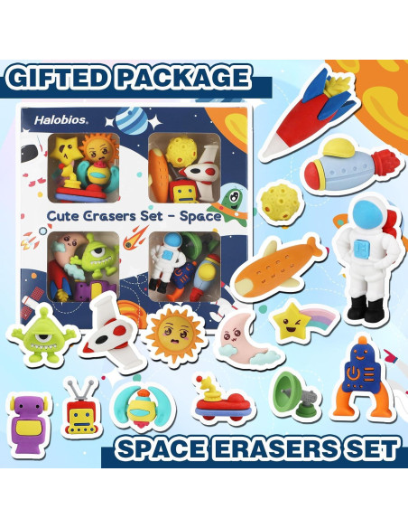 Juego de Borradores Halobios Espaciales para Niños - 16 Piezas