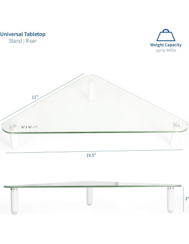 Soporte Elevador Ergonómico VIVO STAND-V000Q Vidrio Triangular