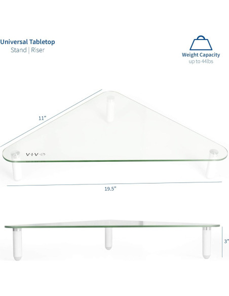 Soporte Elevador Ergonómico VIVO STAND-V000Q Vidrio Triangular