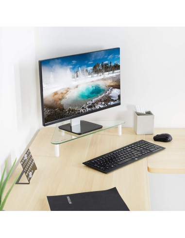 Soporte Elevador Ergonómico VIVO STAND-V000Q Vidrio Triangular