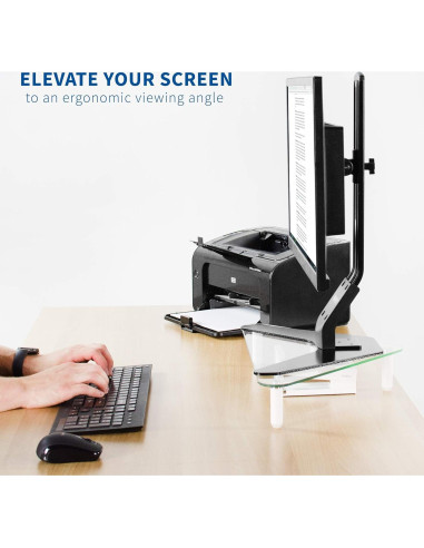 Soporte Elevador Ergonómico VIVO STAND-V000Q Vidrio Triangular