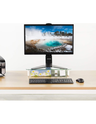 Soporte Elevador Ergonómico VIVO STAND-V000Q Vidrio Triangular