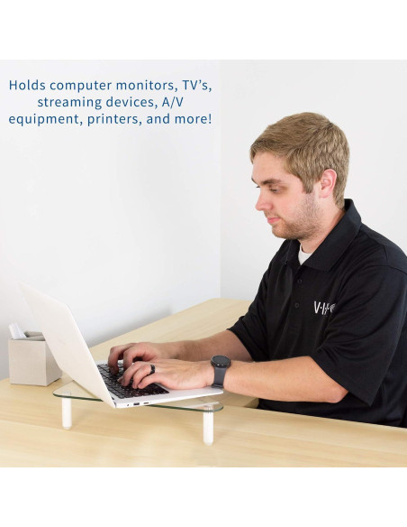 Soporte Elevador Ergonómico VIVO STAND-V000Q Vidrio Triangular