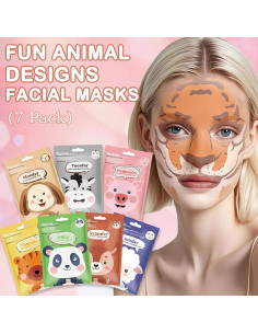 Paquete de 7 Máscaras Faciales Animales Yishifa - Hidratantes 2