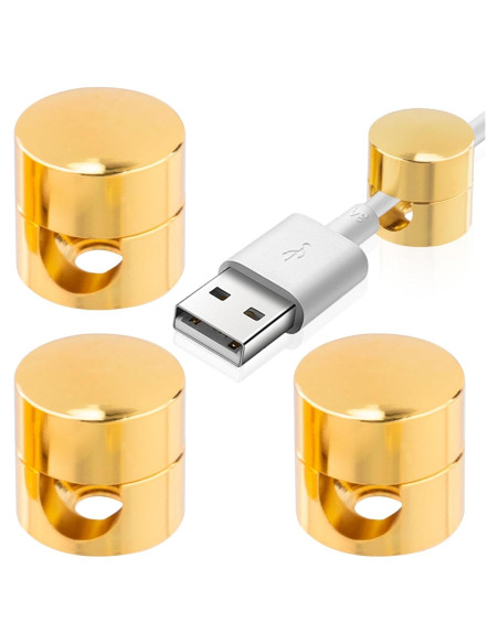 3 Soportes de Cable de Metal BEIQIYA Dorado para Escritorio