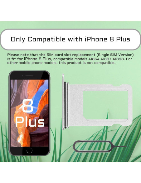 Bandeja de Tarjeta SIM Plateada para iPhone 8 Plus A1864 A1897 A1898