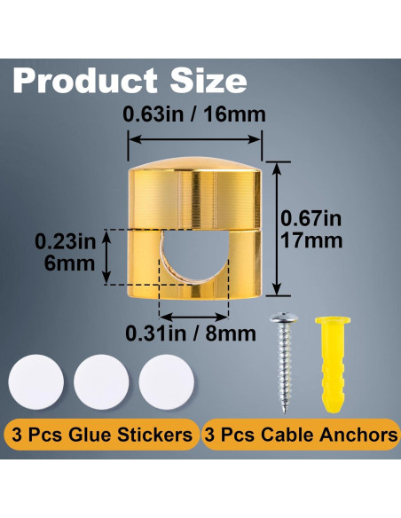 3 Soportes de Cable de Metal BEIQIYA Dorado para Escritorio