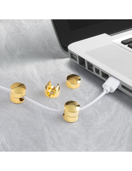 3 Soportes de Cable de Metal BEIQIYA Dorado para Escritorio