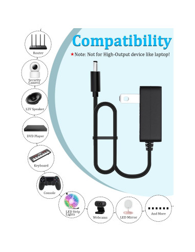 Adaptador de CA 12V 1A SoulBay con 8 Conectores y Cable 150cm