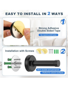 Topes de Puerta Profasion 2 Paquete Acero Inoxidable Negro 2