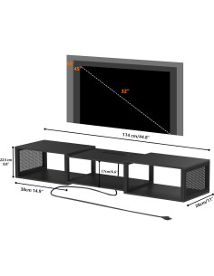 Soporte de TV Flotante HOOBRO 55" con Toma de Corriente 2
