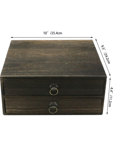 Organizador de Escritorio de Madera Tighall 2 Cajones Vintage