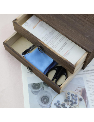 Organizador de Escritorio de Madera Tighall 2 Cajones Vintage