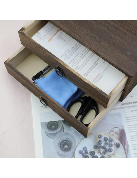 Organizador de Escritorio de Madera Tighall 2 Cajones Vintage