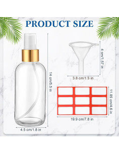 Fumete 2 Botellas de Vidrio 120ml Reutilizables con Etiquetas y Embudo 2