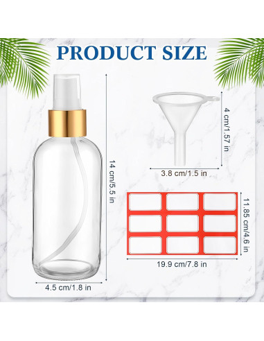 Fumete 2 Botellas de Vidrio 120ml Reutilizables con Etiquetas y Embudo