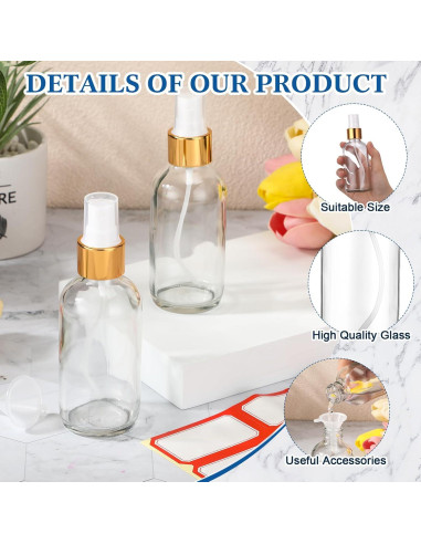 Fumete 2 Botellas de Vidrio 120ml Reutilizables con Etiquetas y Embudo