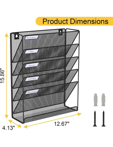 Organizador de Archivos Colgante BOHDK 6 Niveles Pared Negro