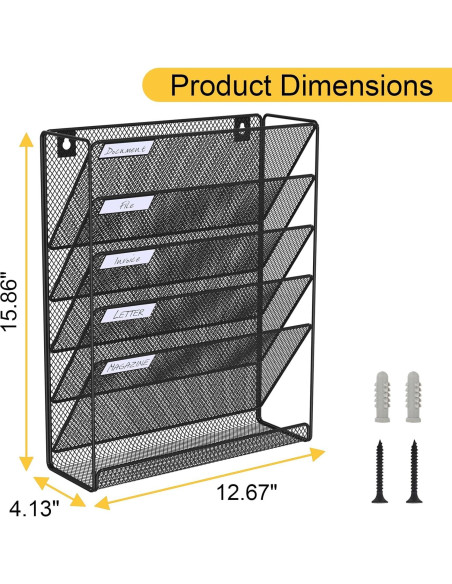 Organizador de Archivos Colgante BOHDK 6 Niveles Pared Negro