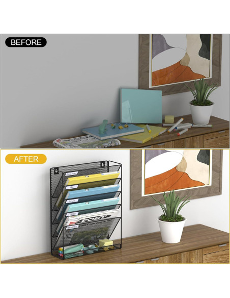 Organizador de Archivos Colgante BOHDK 6 Niveles Pared Negro