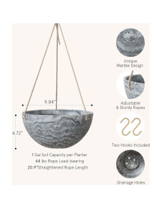 Macetas Colgantes para Flores LA JOLIE MUSE 25 cm Juego de 2 2