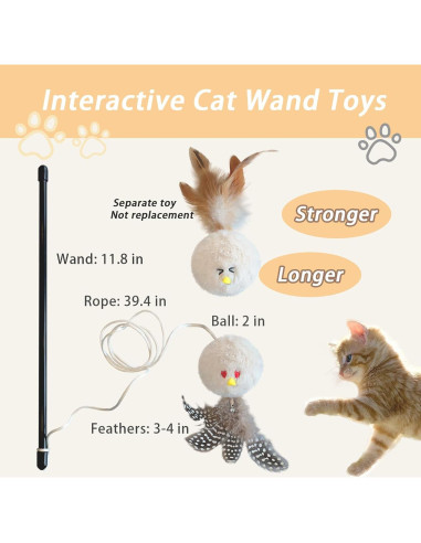 Juguete Interactivo para Gatos Veinbuty 3 PCS con Plumas