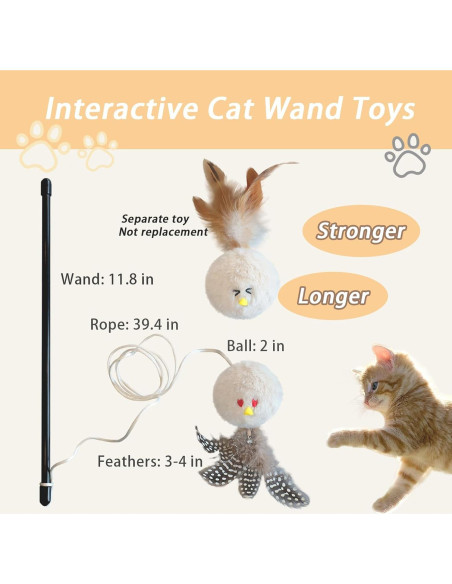 Juguete Interactivo para Gatos Veinbuty 3 PCS con Plumas