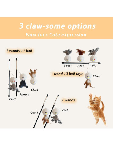 Juguete Interactivo para Gatos Veinbuty 3 PCS con Plumas