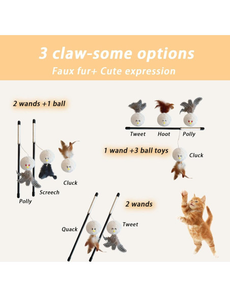 Juguete Interactivo para Gatos Veinbuty 3 PCS con Plumas