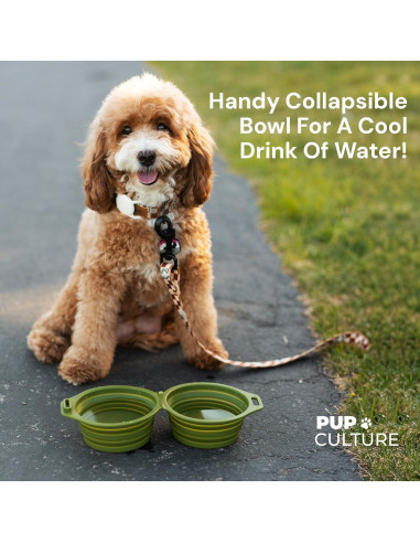 Tazón Plegable para Perros Pup Culture Doble - Silicona Negra