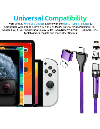 Cable de Carga Magnético 5 en 1 Ankndo 0.91m/1.83m/3.05m